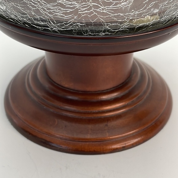 VINTAGE Large Hurricane Crackle Glass and Metal Candle Holder - Picture 3 of 8